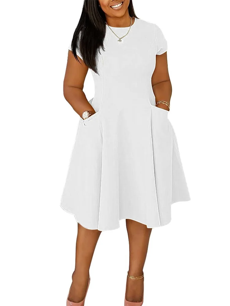 Wmstar P[lus Size Women Clothing Dresses Summer 2025 Casual Elegant Pockets Maxi Dresses New Style Wholesale Dropshipping