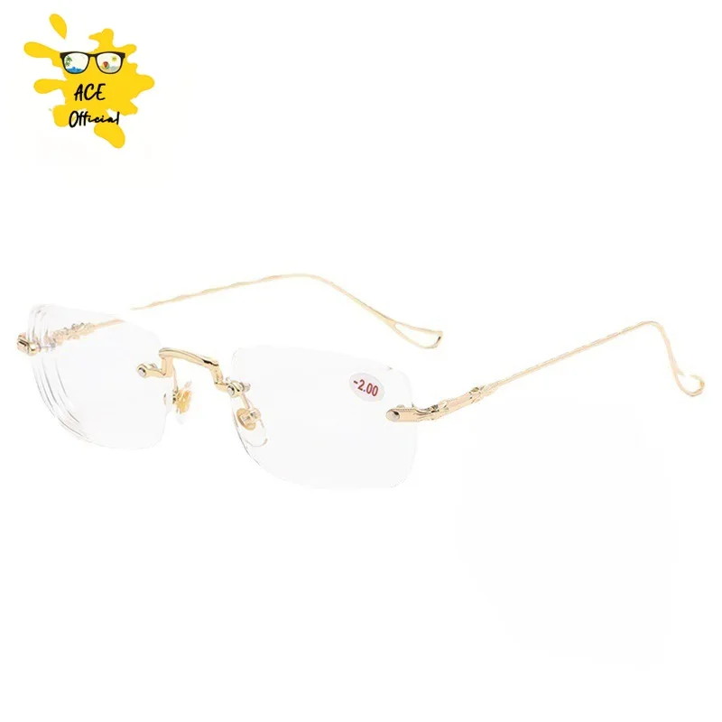 Luxury Diamond Cut Reading Glasses Women Rimless Anti Blue Light Eyeglasses Ladies Plus Prescription Eyewear Diopter 0 To +4.0