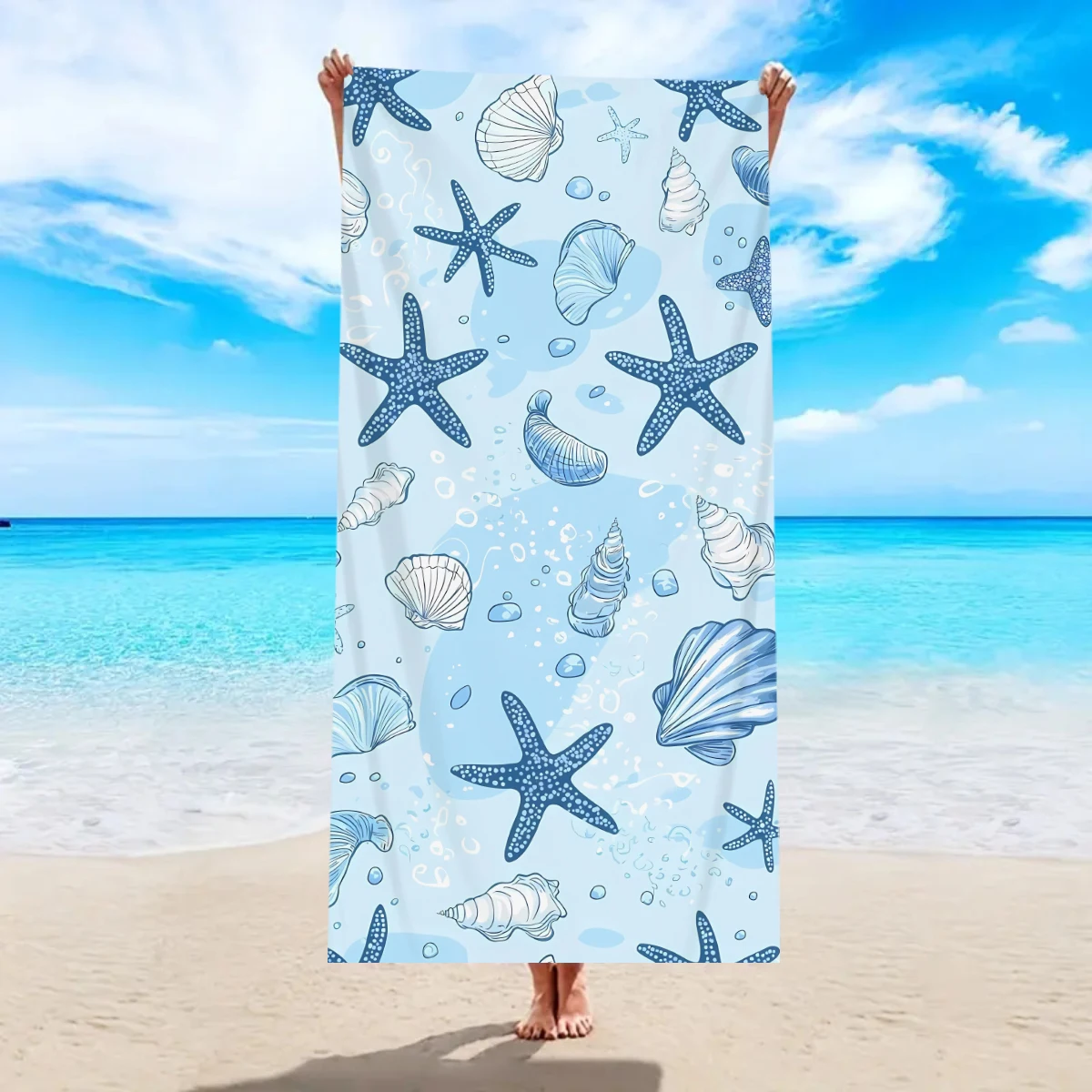 Serviette de plage microfibre motif océan séchage rapide_voghion.com