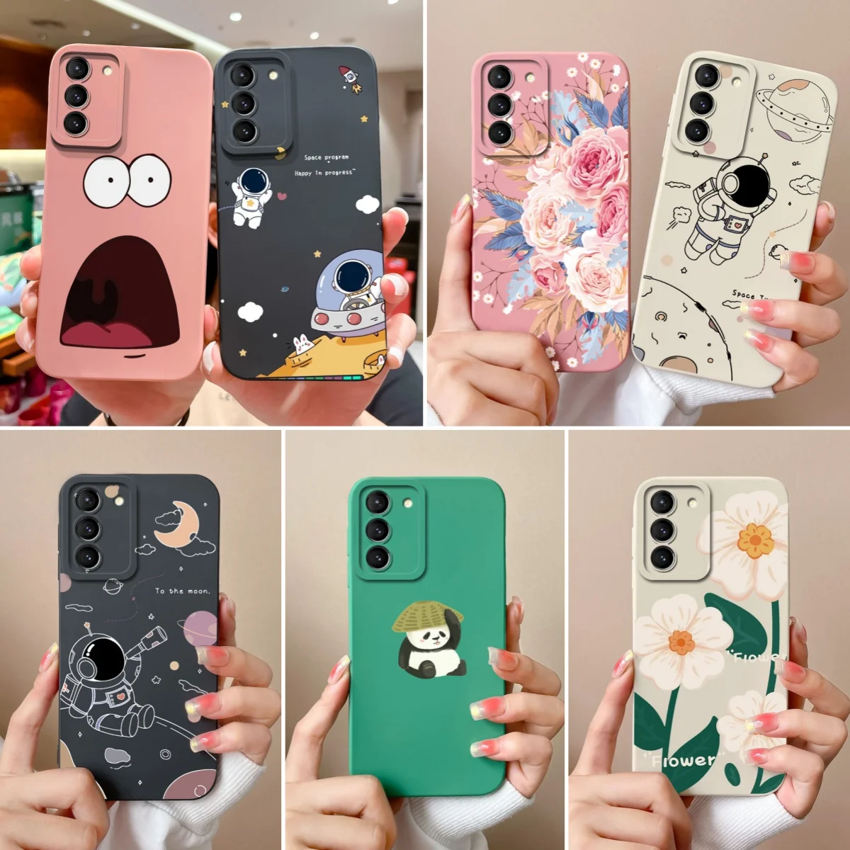 Чехол для Samsung Galaxy S21 FE Plus, Мягкий Квадратный защитный чехол из жидкого силикона с цветами для Samsung S 21 S21FE, Coque