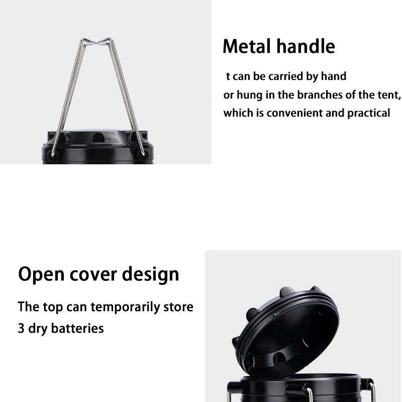 2 in 1 COB LED Camping Lantern Flashlight Foldable Waterproof