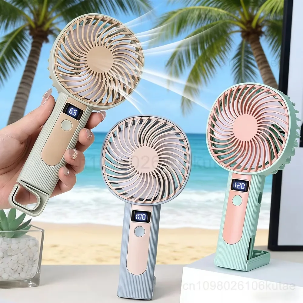 2 in 1 디지털 디스플레이 휴대용 팬 120 속도 USB 충전식 미니 휴대용 냉각 팬 소형 경량