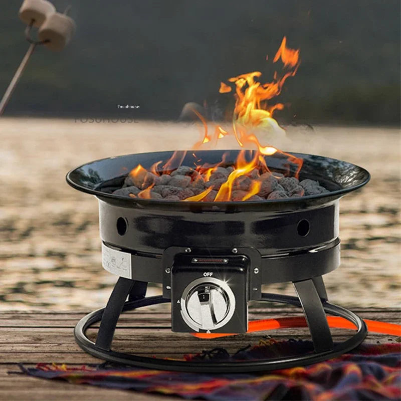Modern Iron Art Fires Pit for Outdoor Heaters Camping Gas Furnace Portable Creative Winter Household Courtyard Bonfire Stoves A camping fire pit