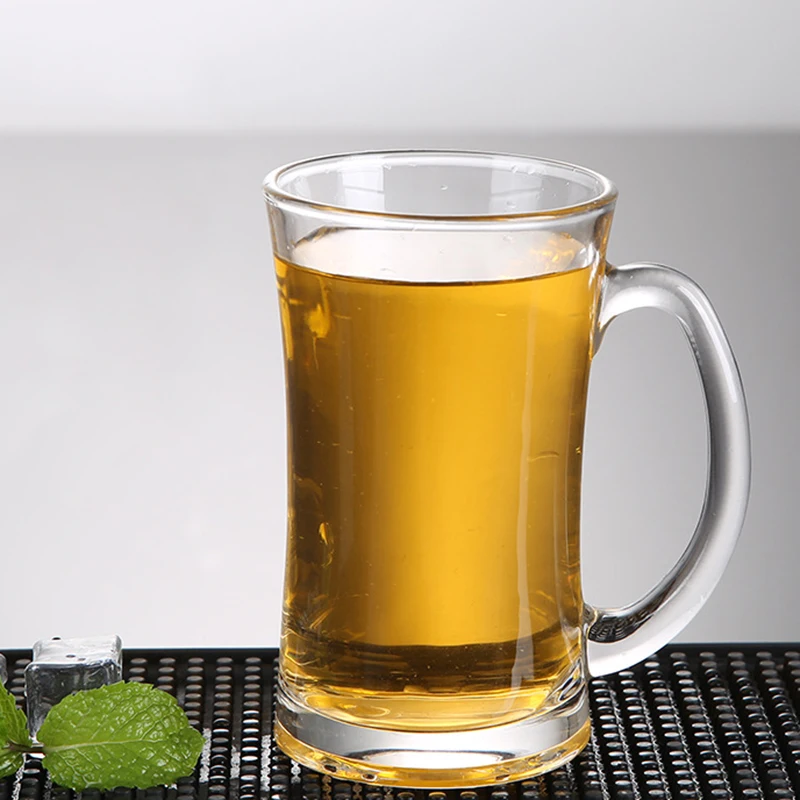 360ml Classic Style Wheat Beer Glass Household Drinkware Heat Resistant Tea Cup with Handle Transparent Juice Milk Water Mugs