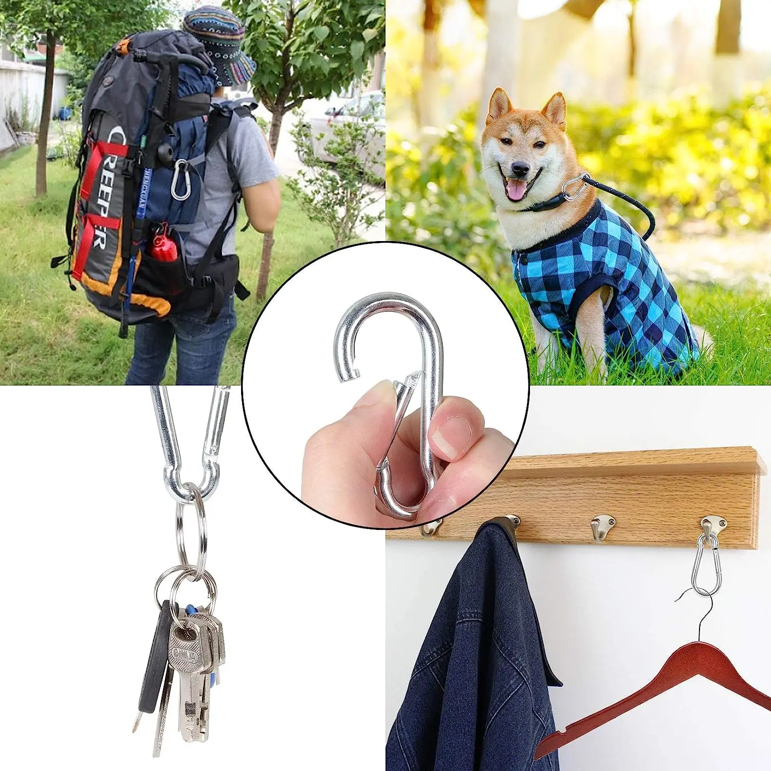 Description Picture 4 of itemColorful Carabiner Keychain Alluminum D-ring Buckle Spring Carabiner Snap Hook Clip Keychains Outdoor Camping Daily Use Tool