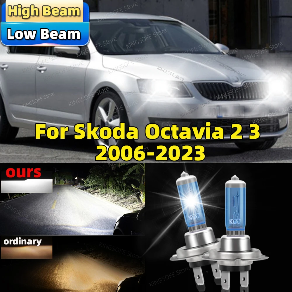 2Pcs 자동차 할로겐 헤드 라이트 자동 전구 6500K 램프 Skoda Octavia 2 3 2006-2023 2007 2008 2009 2010 2011 2012 2013 2014 2015