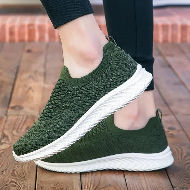 Men's Casual Shoes Mesh Breathable Summer Vulcanized Shoes Comfortable Flat Bottomed Lightweight Tennis Sneakers Women 36-46 5