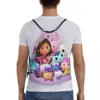 Custom Cartoon Gabbys Dollhouse Drawstring Backpack Bags Men Lightweight Gabby Mercat Gym Sports Sackpack Sacks for Training 5