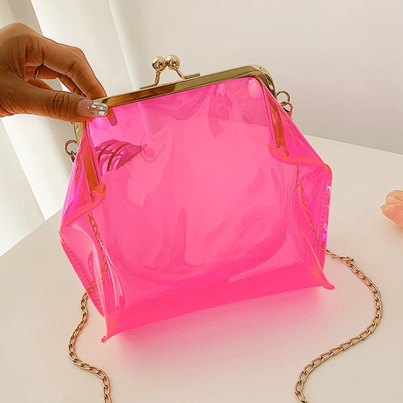 Fashion Transparent Jelly Bag Women S Messenger Bag With Gold Chain Shoulder Bag Candy Color Crossbody Bag Hot Girls Handbags Aliexpress