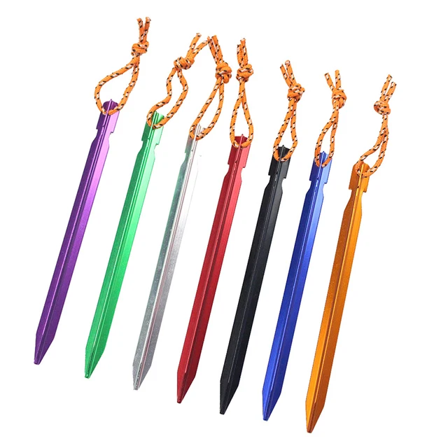 18cm Aluminum Tent Stakes with Reflective Rope 3