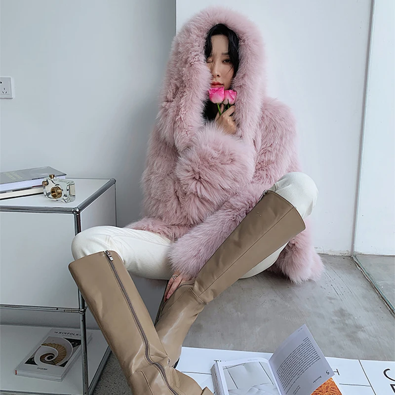 Women Real Fur Coats Winter 2022 New Doublesided Weave Fox Fur Short Outerwear High Quality