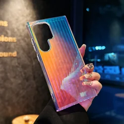 Vibrant Gradient Wireless Charging Magnetic Case - Transparent Protective Cover - Samsung S25 (Gradient Stripe)