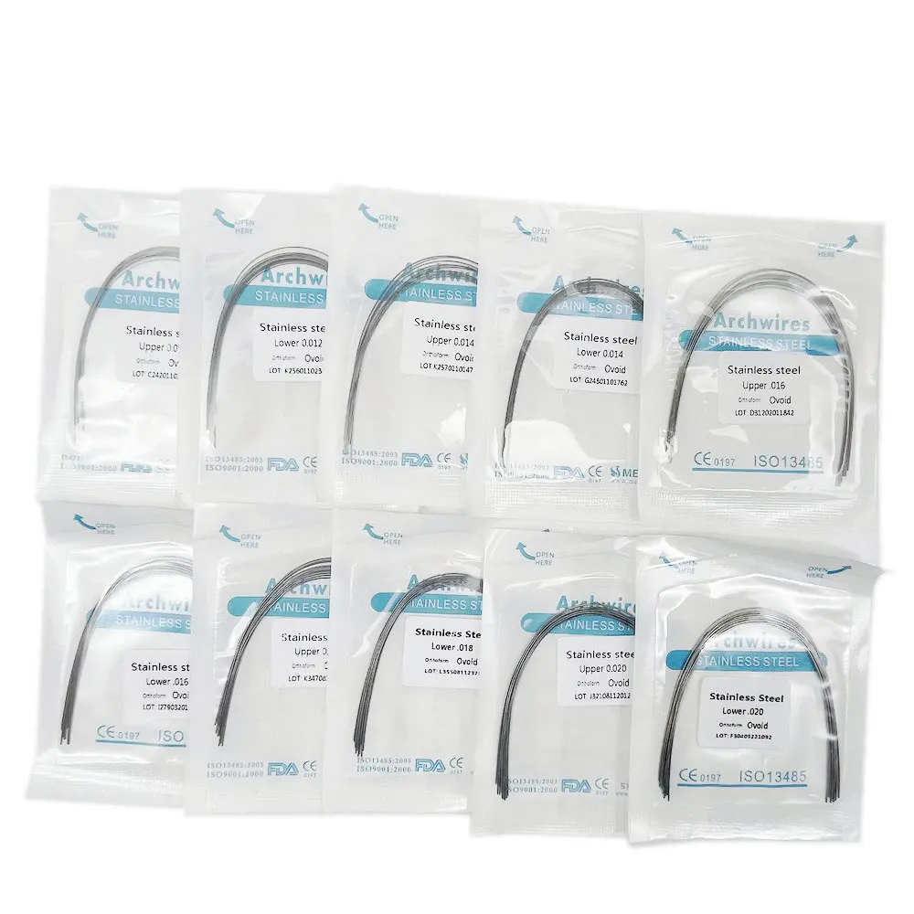 10pcs/pack Dental Orthodontic Stainless Steel Round/Rectangular Wire Ovoid Form Dentist Material Dental Arch Wire