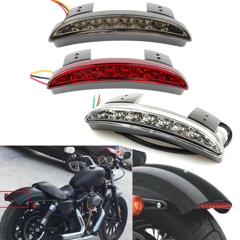

Motorcycle LED Tail Light Lamps Motor Cafe Racer Rear Fender Edge Brake Taillight For Harley Touring Sportster XL 883 1200