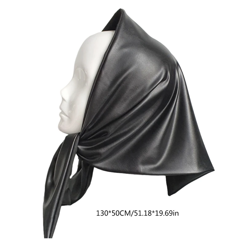 Womens Fashion Long Shawl Winter Warm Large Scarf Faux Leather Triangle Scarf Hijab Headscarf Covering Headwraps 6