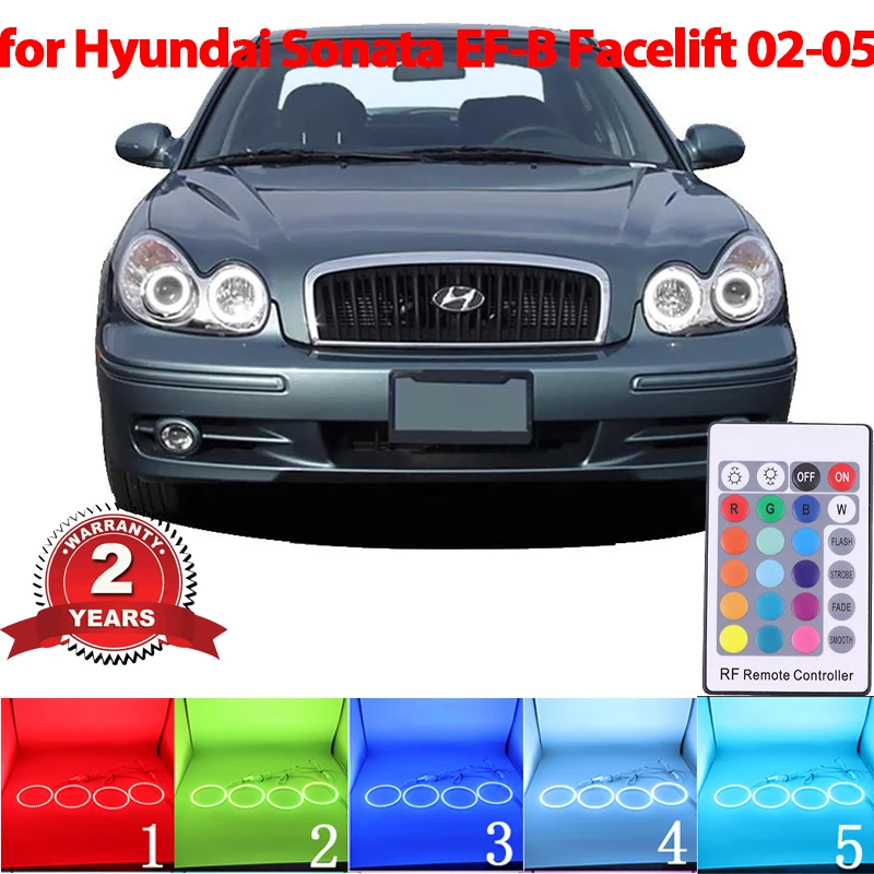 

Светодиодный кольцевые галогенные лампы Angel Eyes для Hyundai Sonata EF-B Facelift 2002-2005, яркая установка, разноцветный пульт дистанционного управления RGB