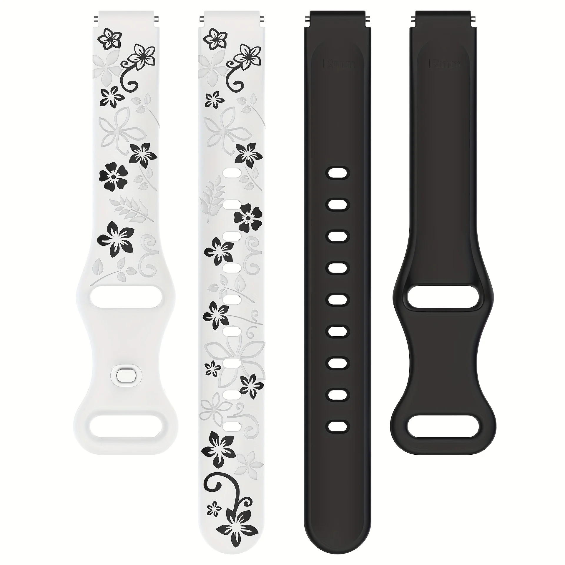 Silicone Flower 3D Engraved Breathable Bracelet Watchband