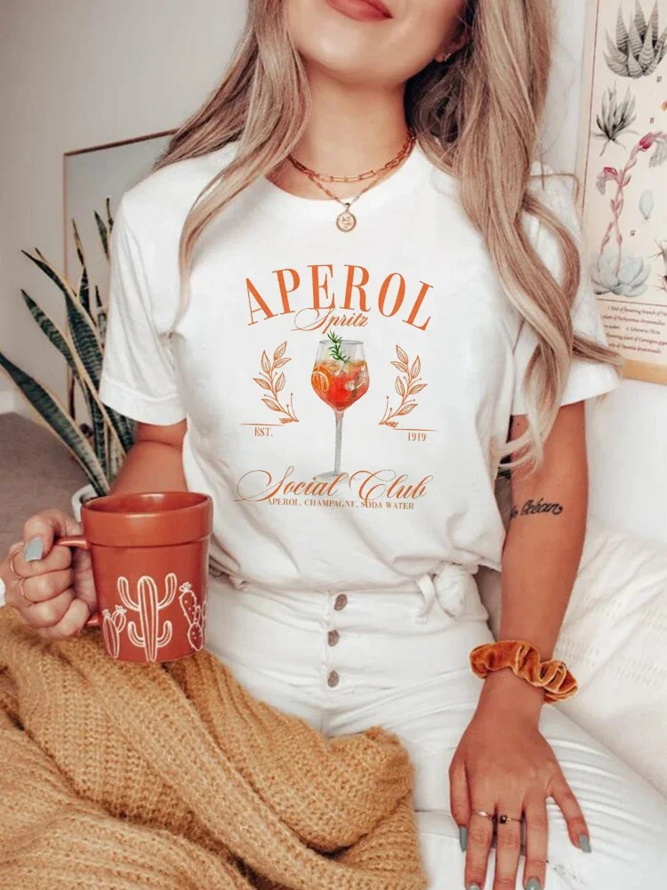 

Женская футболка с коротким рукавом Aperol Spritz, с принтом клуба, модная одежда, повседневная стильная футболка 90-х годов