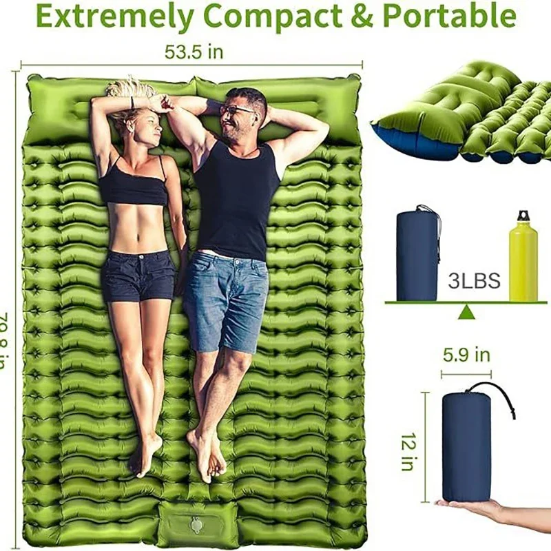 Camping Inflatable Mattress Built in Foot Pump & Pillow Portable Sleeping Pad Outdoor Ultralight Air Mat Hiking Travel