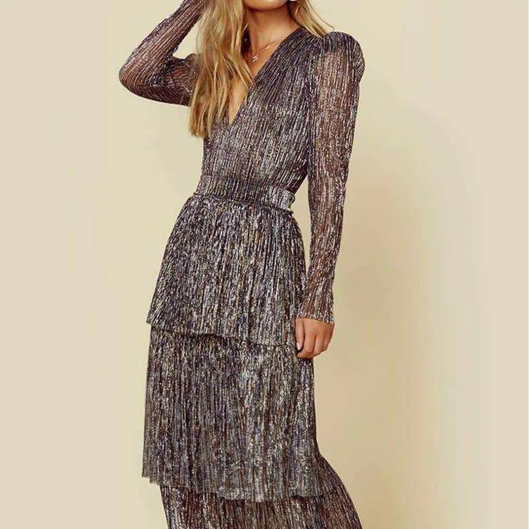 

2024 European and American Foreign Trade Fashion Long Dress Temperament Commuting Black Printed High Waisted Long Dress Dress