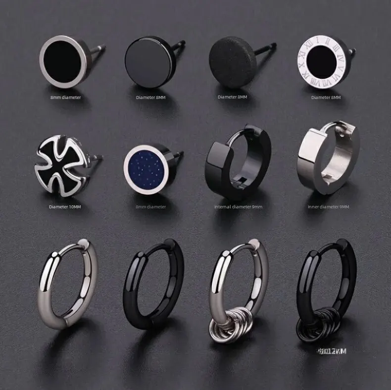 Titanium Steel Anti-Allergic Single-Line Pressed Earring - Frosted Ear Buckle (Gold)