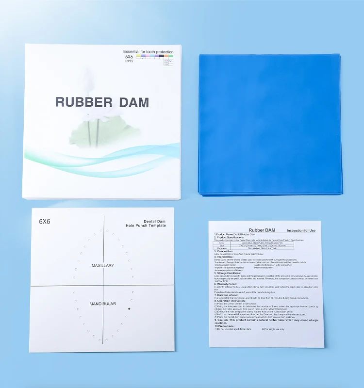 36 stücke AZDENT Natürliche Latex Dental Gummi Dämme Dicke 0,18/0,22mm 6 "x 6" Blau/grün Mundpflege Materialien Zahnmedizin Werkzeuge – Detail 7