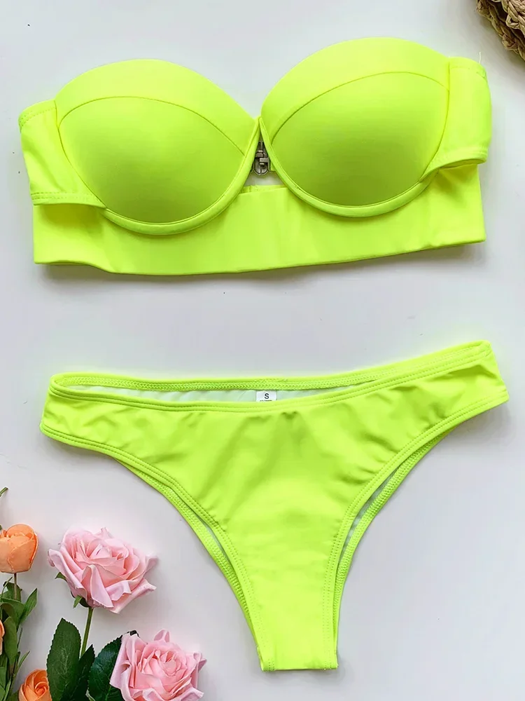 neon green underwire bikini