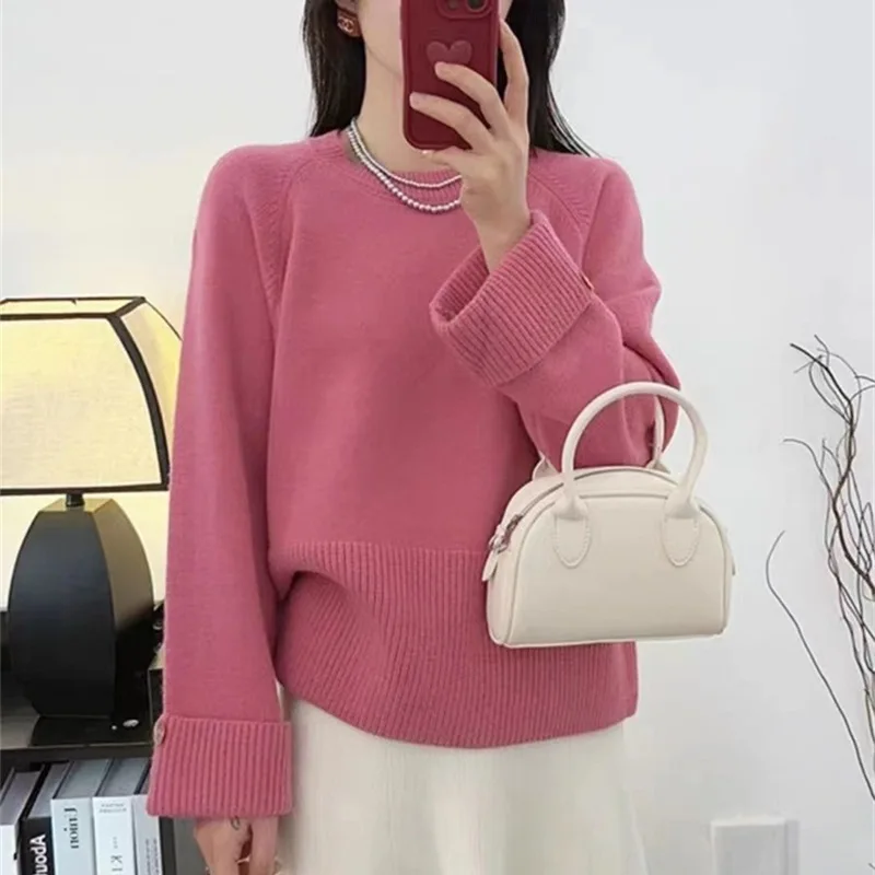 Women Casual Solid Color Knitted Sweater