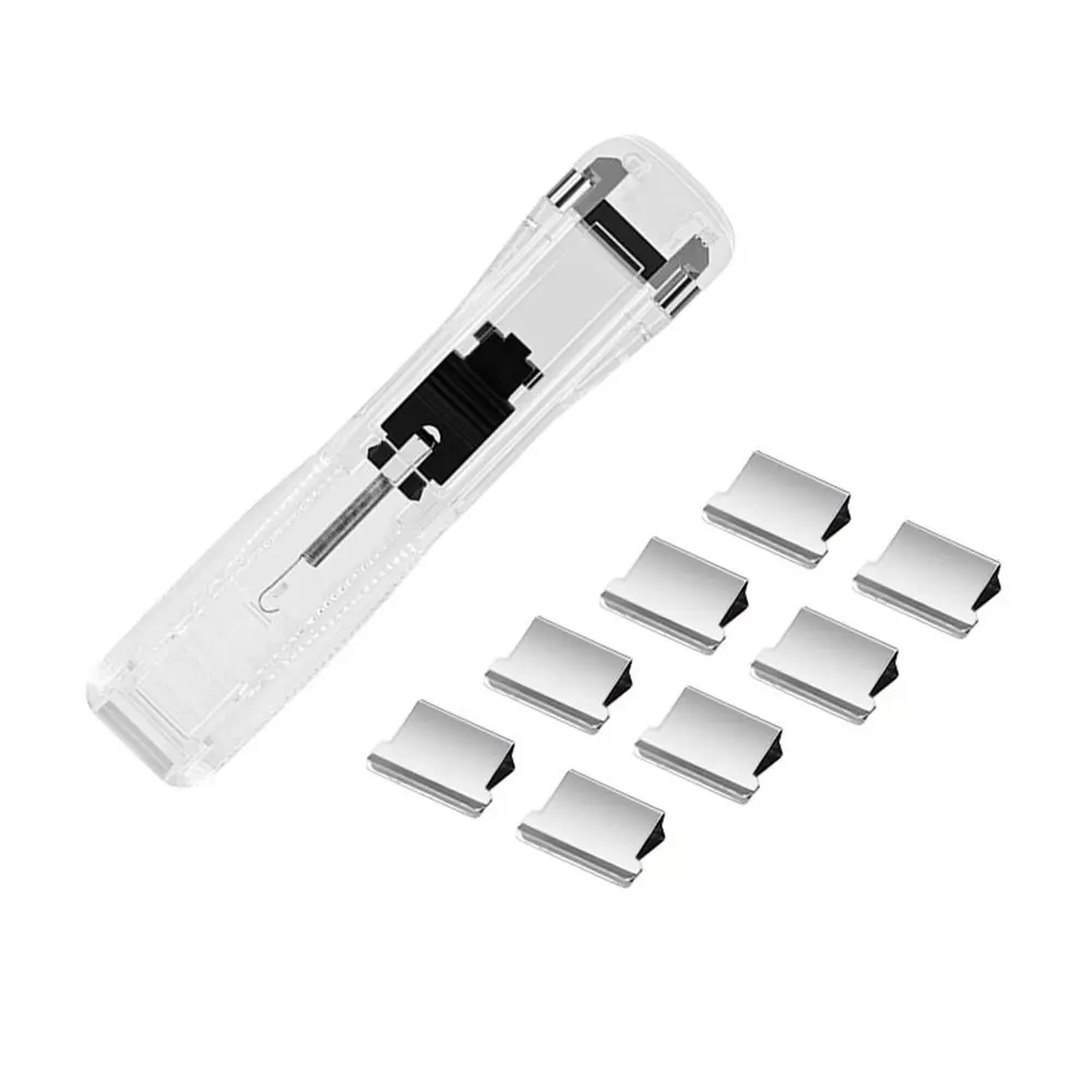 Reusable  Staple Metal Clip Push Hand Paper Clipper with Refill Fixing Organizing Stapler