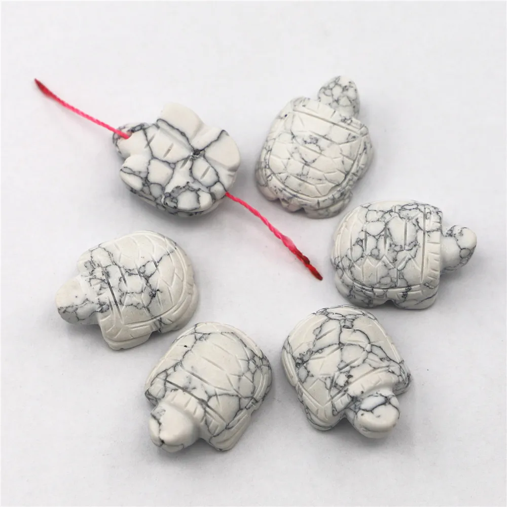 Fashion Natural Stone Howlite Carving Turtle Pendants Charms Unisex for Women Necklace Jewelry Making 26*19*10mm 6PCS Wholesale