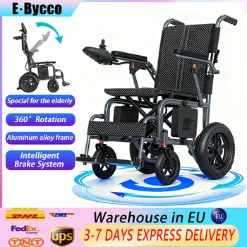 Sedia a Rotelle Elettrica Pieghevole E·BYCCO con Frenata Intelligente e Rotazione a 360° °   Scooter per Mobilità a 4 Ruote Rotante per Anziani e Disabili