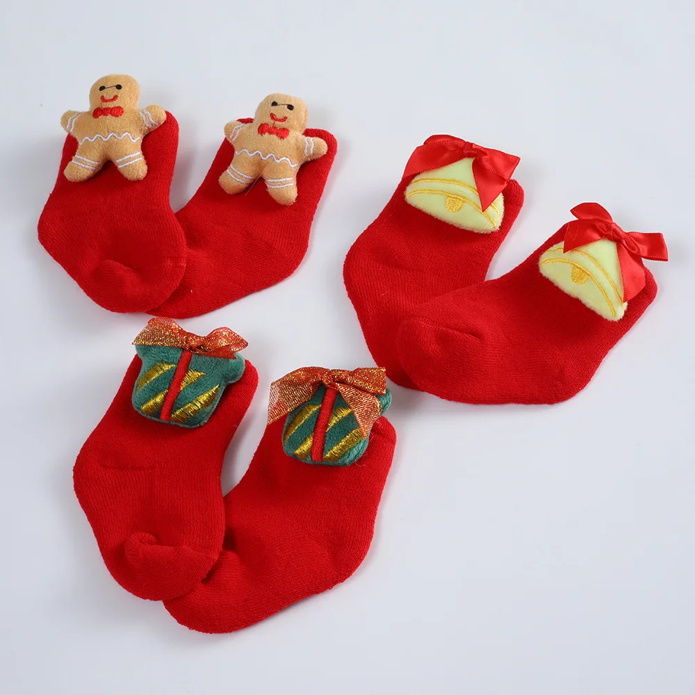 Winter New Merry Christmas Gift Warm Terry Long Socks Baby Cute Cartoon Doll Thermal Home Stocking for Kids Accessories