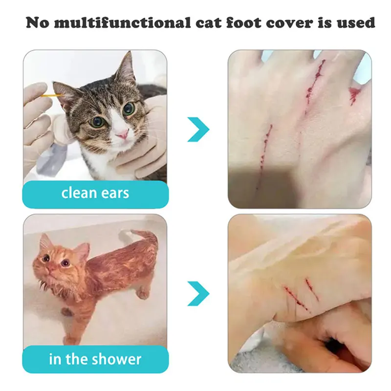 4 Pairs of Cat Nail Caps Cat Claw Covers Shoes for Cats Anti-Scratch Cat  Paw Protector Pet Grooming Booties for Bathing Shaving Checking 