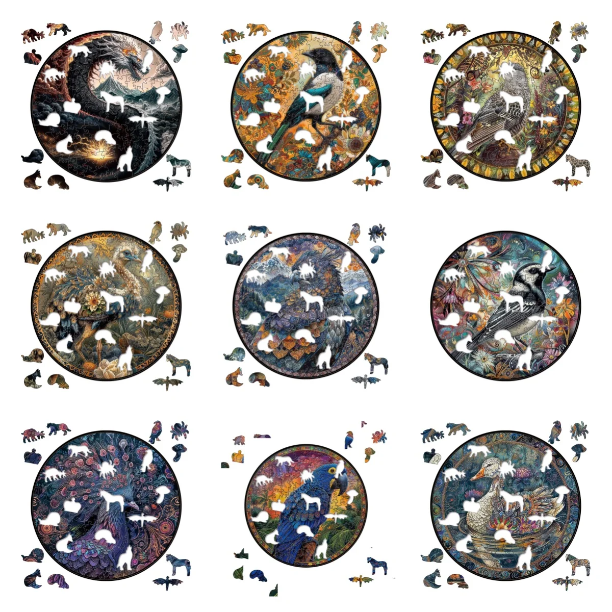 Peacock Duck Little Bird Animal Wooden Puzzles Montessori Games Boy 3d Wooden Puzzle Adults Christmas Board Games