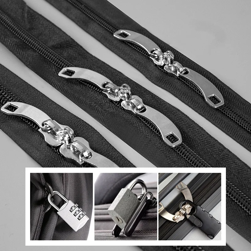 5 # 8 # 10 Silver Zipper Sliders Pulls Lock Hole A Pair Of Left And Right Zipper Heads Luggage Bags Travel Accessories