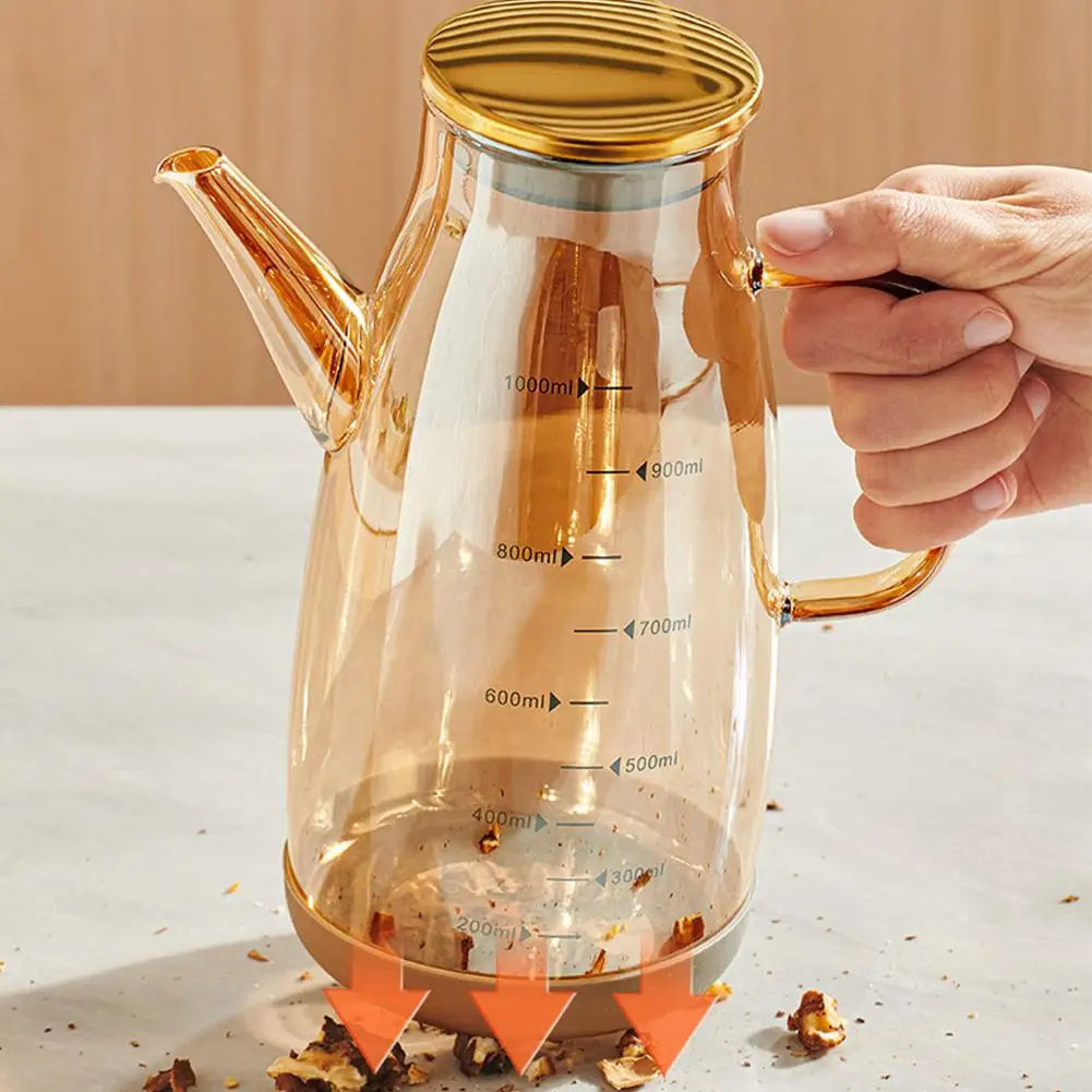 Oil Dispenser 600/800/1000ML Glass + Stainless Steel Kitchen Household Seasoning Bottle Container No Oil Hanging