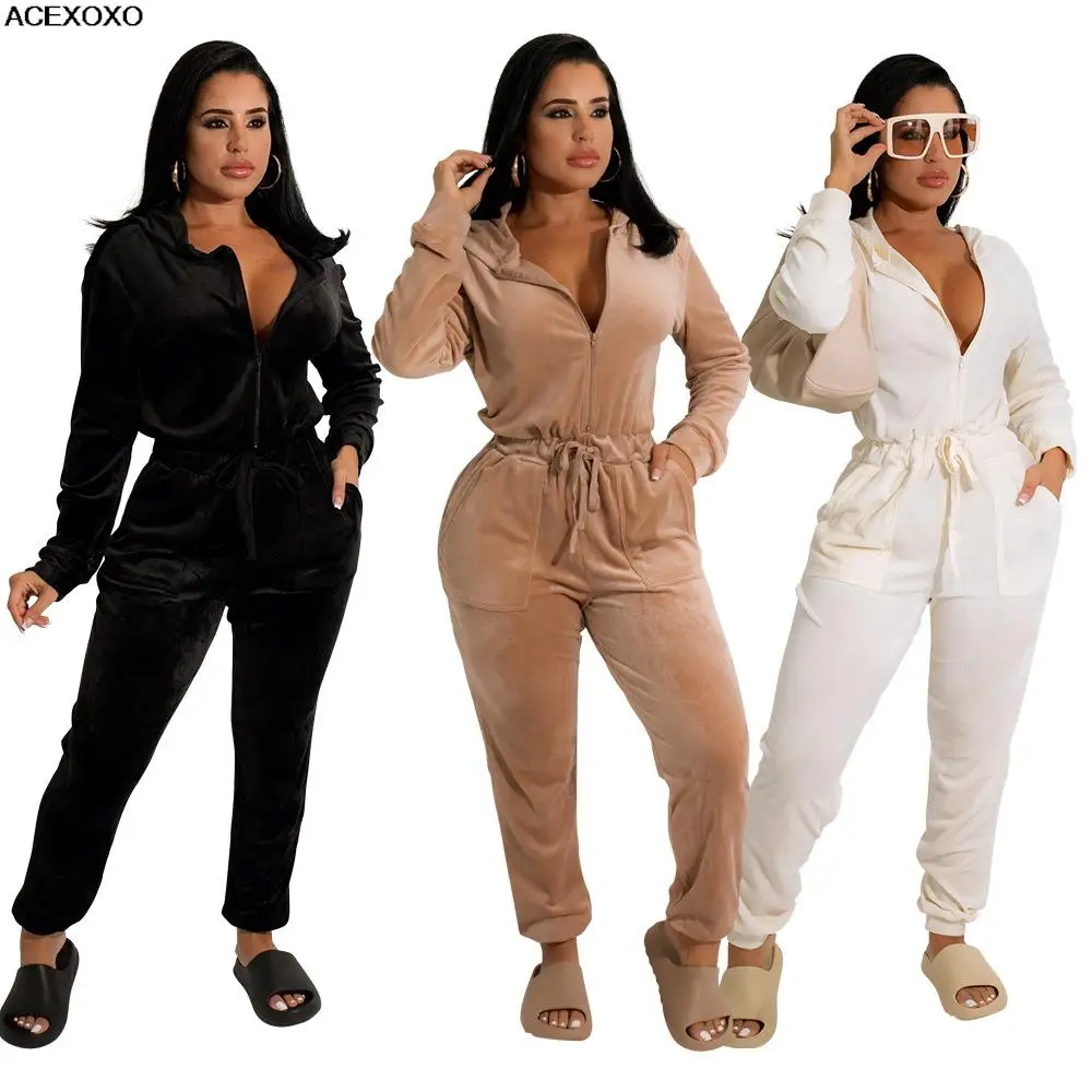 

Fashion leisure joker v-neck bind the new velvet texture jumpsuits winter