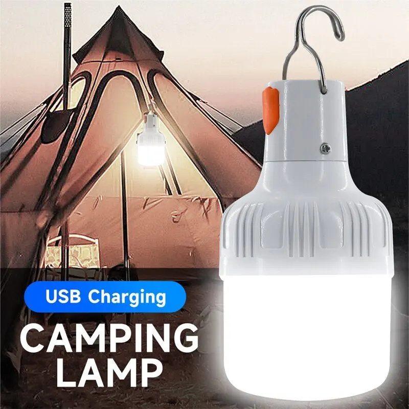 12W Solar Light Bulb 5 Working Mode Dimmable Tent Hanging Light Portable  USB Rechargeable Emergency 24 LED Outdoor Camping Light