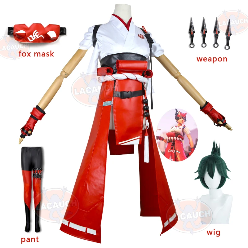 

Overwatch 2 Kiriko Kamori Cosplay Costumes Ow2 Kiriko Mask Wig Women Kimono Accessory Weapon Props Halloween Anime Costume Sets