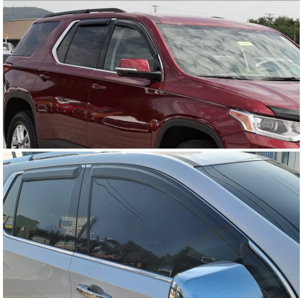 For Chevrolet Traverse 2009-Auto Black Tinted Car Side Window Visor Guard car accessories Vent Awnings Shelters Rain Guard Door Ventvisor