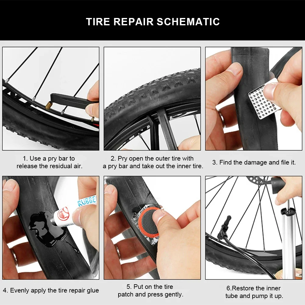 Bike Tire Tyre Tube Repair Kit Cycling Flat Tire Repair Rubber