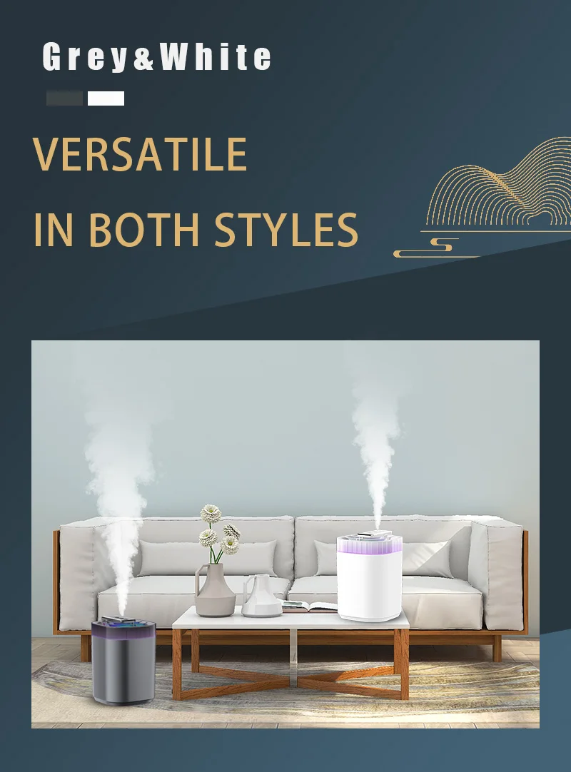 3L Ultrasonic Air Humidifier Cool Mist Humidifier With Night Light And Three Nozzles Quiet USB Aromatic Humidifier For Home_voghion.com