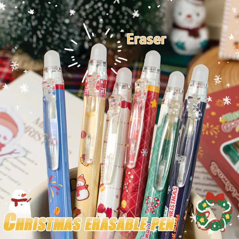14pcs/set Erasable Pen 0.5mm Blue Gel Pen Replaceable Pen Lead Eraser for Teacher Gifts/Christmas Gifts School Stationery Kawaii