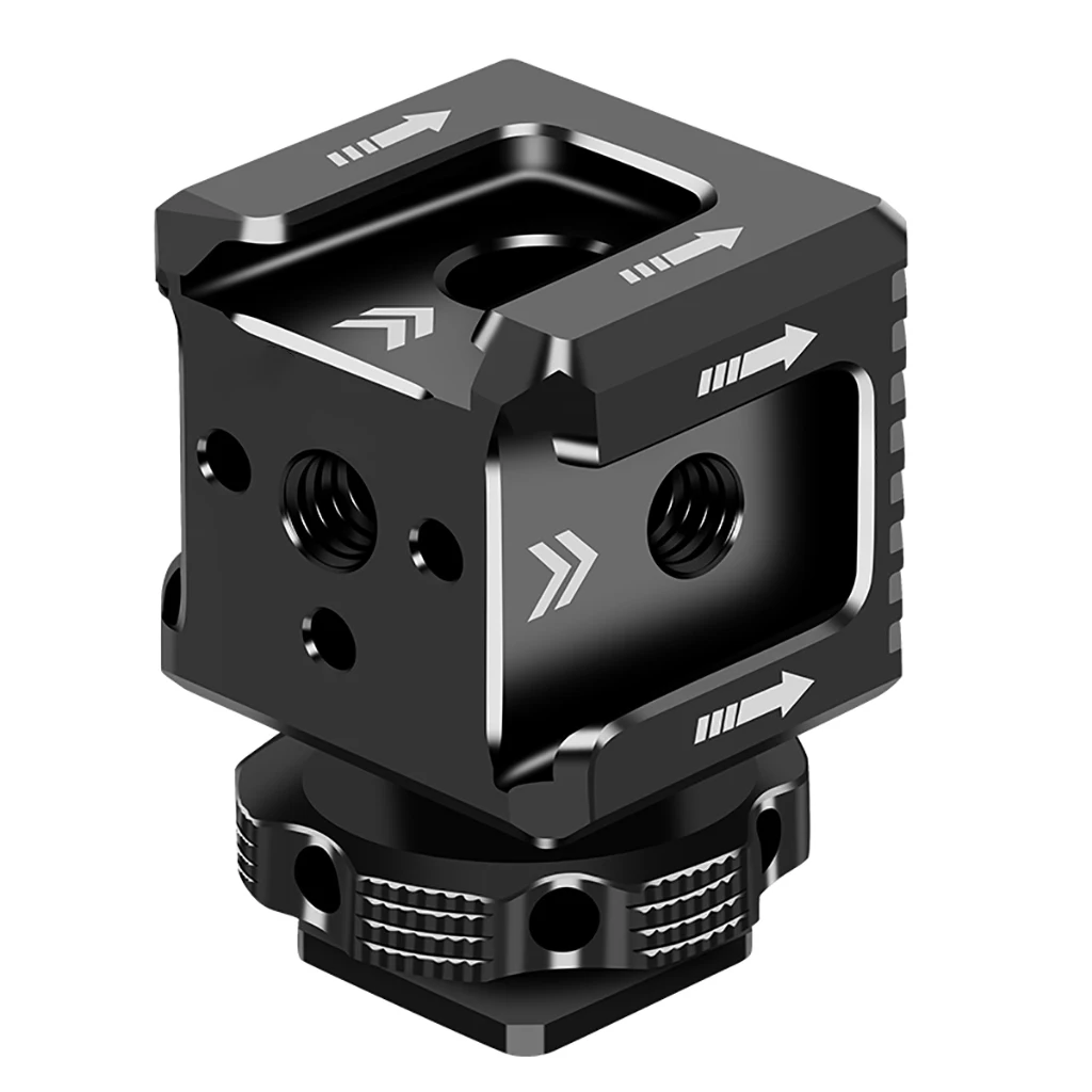 Triple Hot Shoe Mount Adapter Cold Shoe Extension Mount Monitor Holder Mic Fill Light Bracket 1/4 Arri Hole for Camera Cage Rig