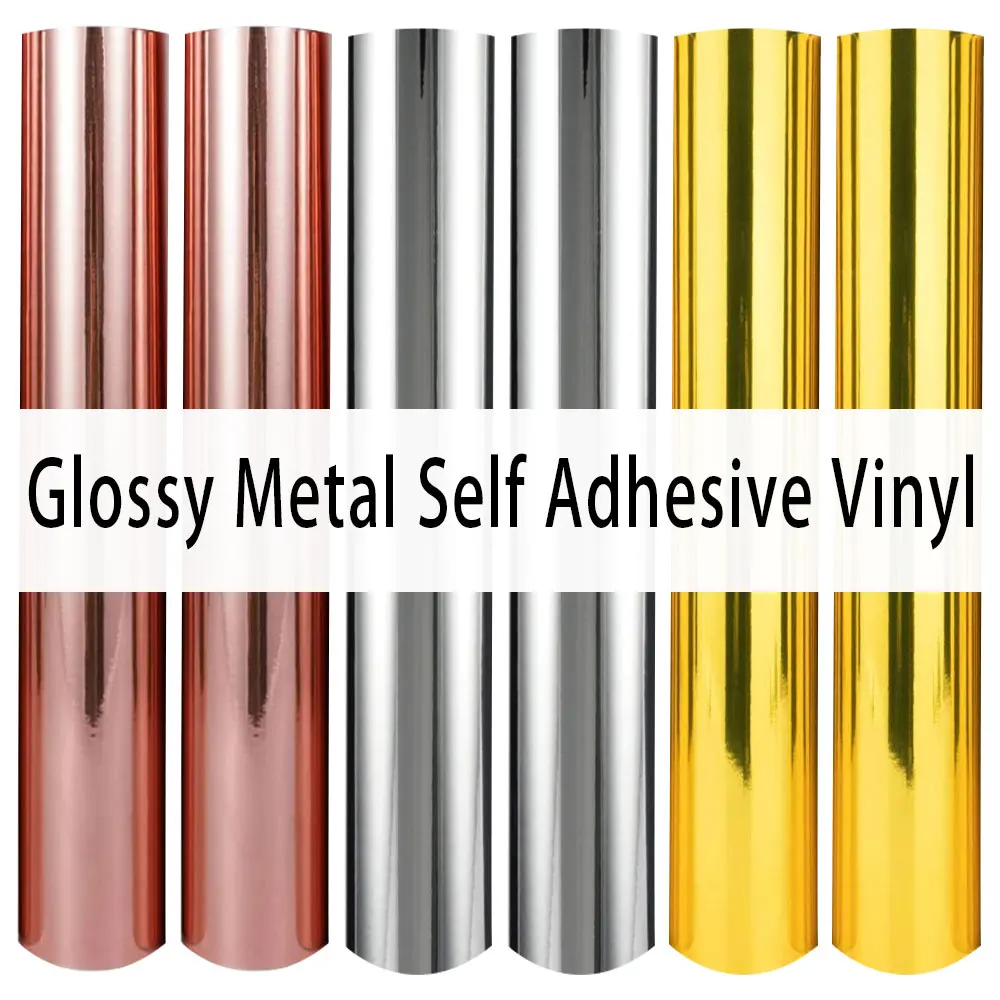 Gold Silver Rose Gold Permanent Adhesive Craft Vinyl Film 6pcs 12"x10"Bundle DIY Xmas Window Car Party Decor Stickers For Cut