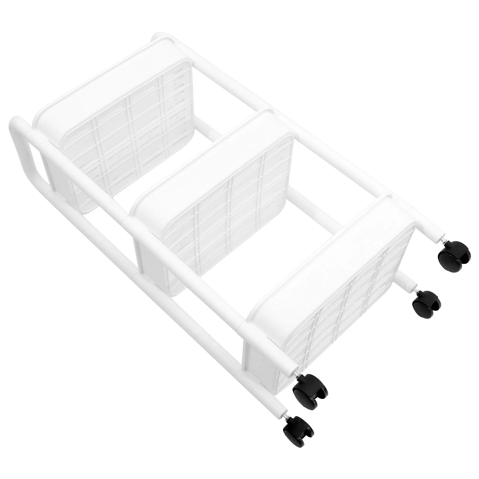 White Two Tier Multi Functional Storage Rack Kitchen Trolley Bathroom Cart With Wheels Mobile Bookshelf Utility Rolling Cart