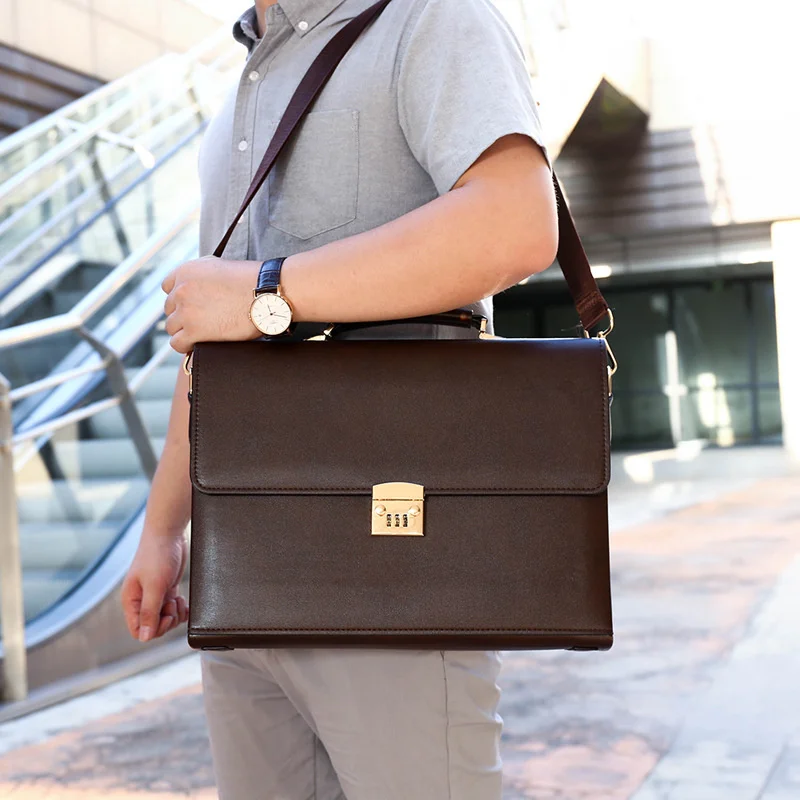 Executive Lock Satchel  Handmade Leather Crossbody & Shoulder