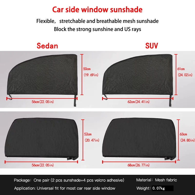 Car window sunshade 2PCS Sedan/SUV Car Sun Shade Styling Accessories Auto UV Protect Curtain Side Window Sunshade Mesh Sun Visor Protection Films