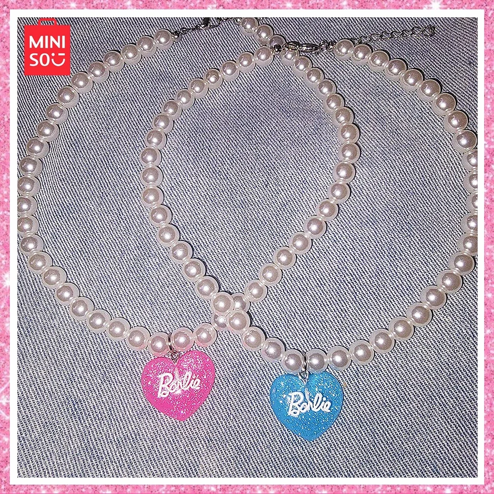 

2024 Новое Miniso Новое Барби Y2K ожерелье с имитацией жемчуга с надписью Love милое модное текстурное ожерелье подарок для девушки на день рождения