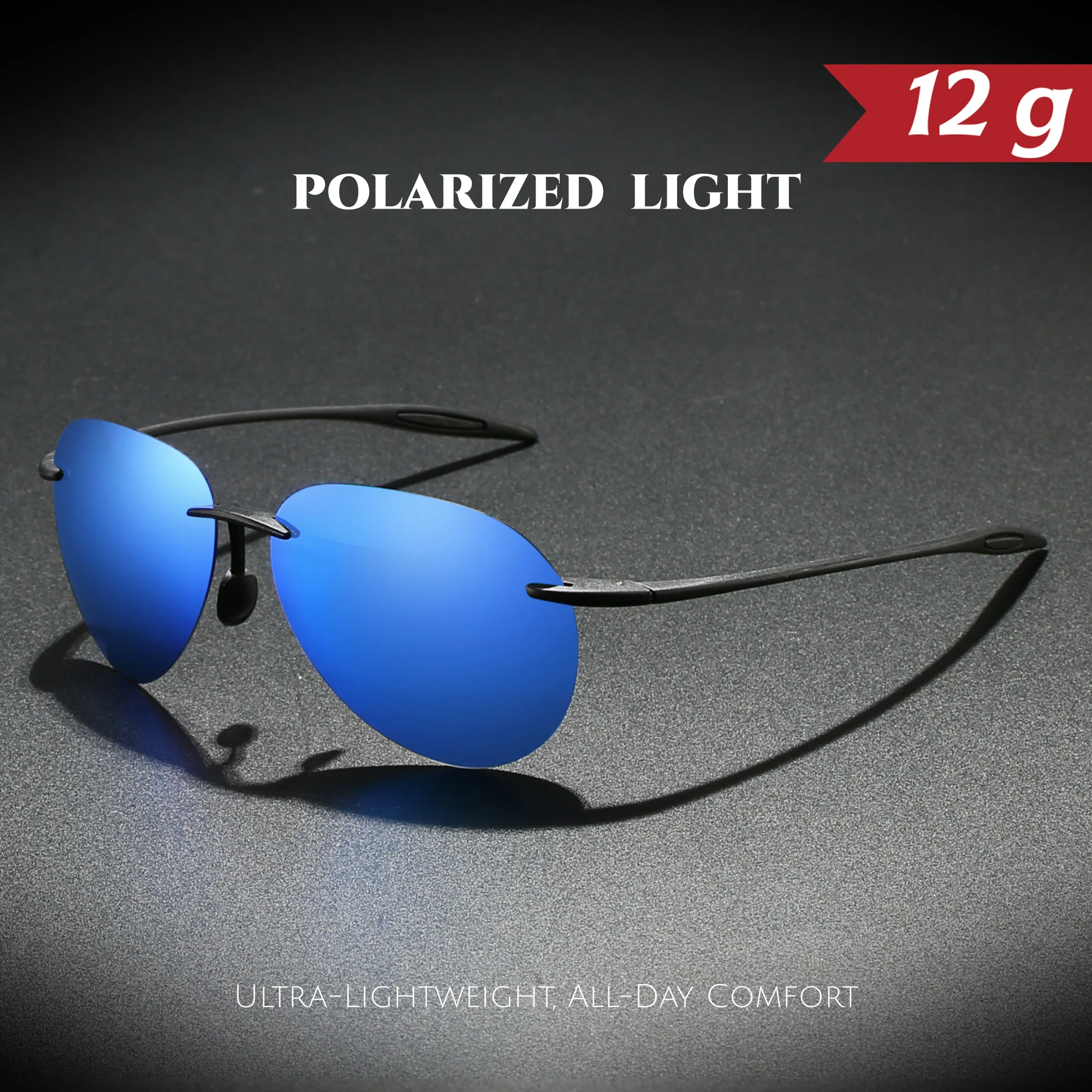 Ultraleichte 12 g TR90 rahmenlose polarisierte Piloten-Sonnenbrille – flexibel und bequeme Passform, Unisex zum Fahren, Angeln, Outdoor-Aktivitäten